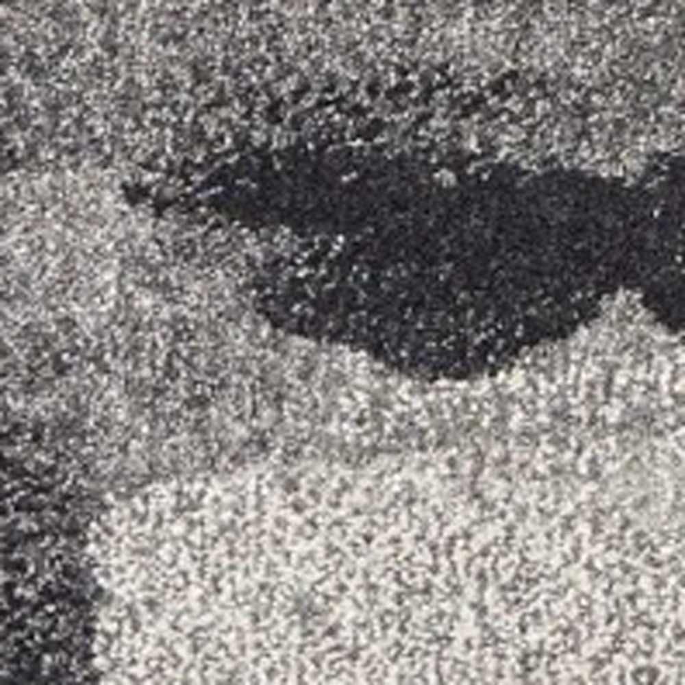 8' X 11' Gray Black And Ivory Abstract Area Rug-Area Rugs-DECOROLALA
