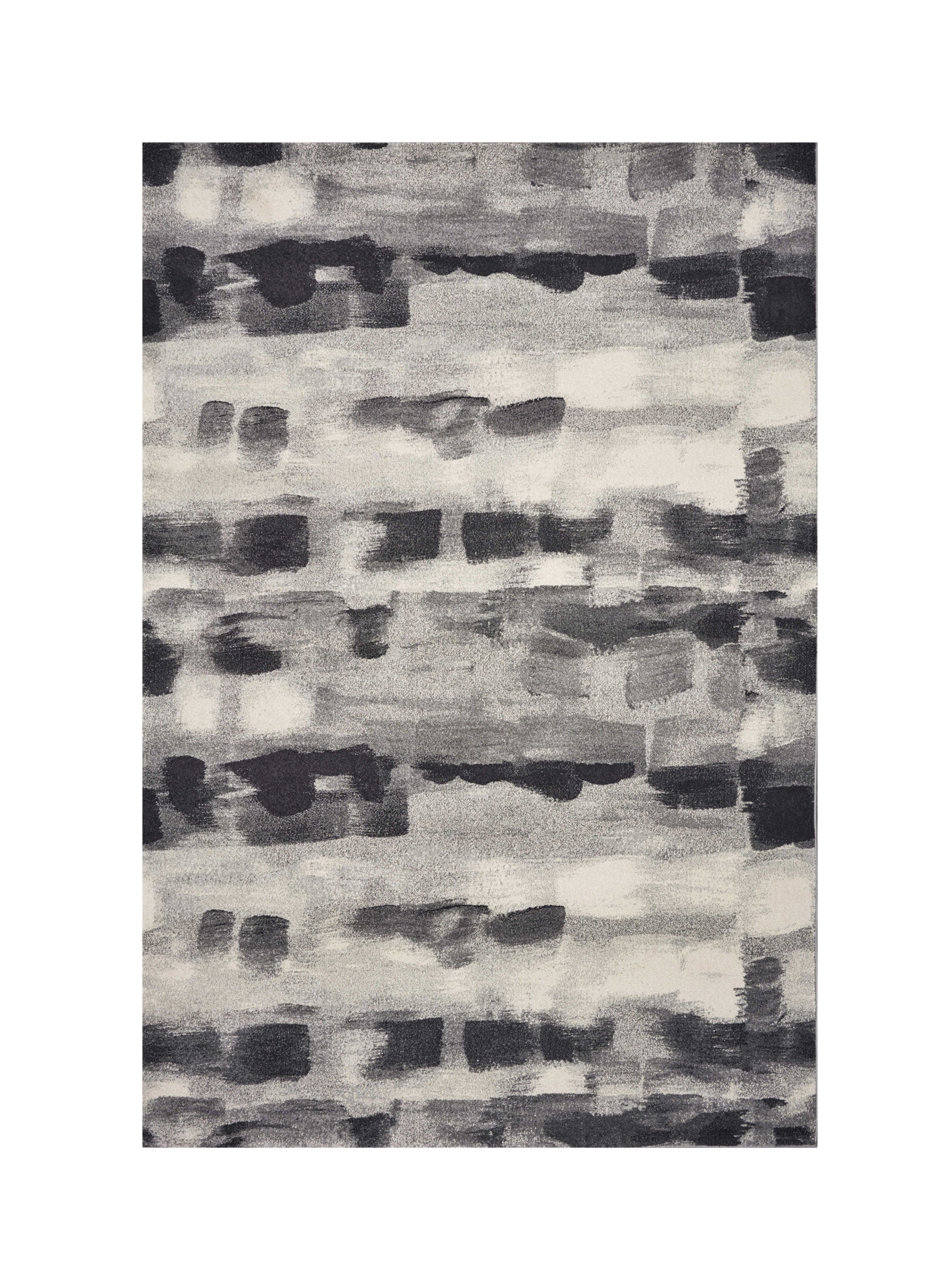 8' X 11' Gray Black And Ivory Abstract Area Rug-Area Rugs-DECOROLALA