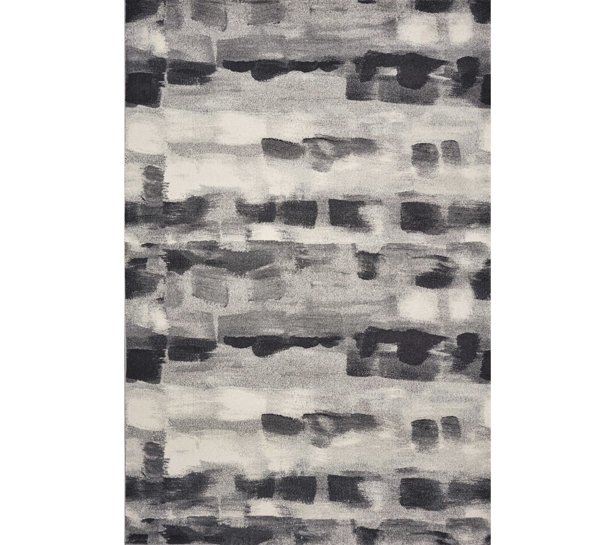 8' X 11' Gray Black And Ivory Abstract Area Rug-Area Rugs-DECOROLALA