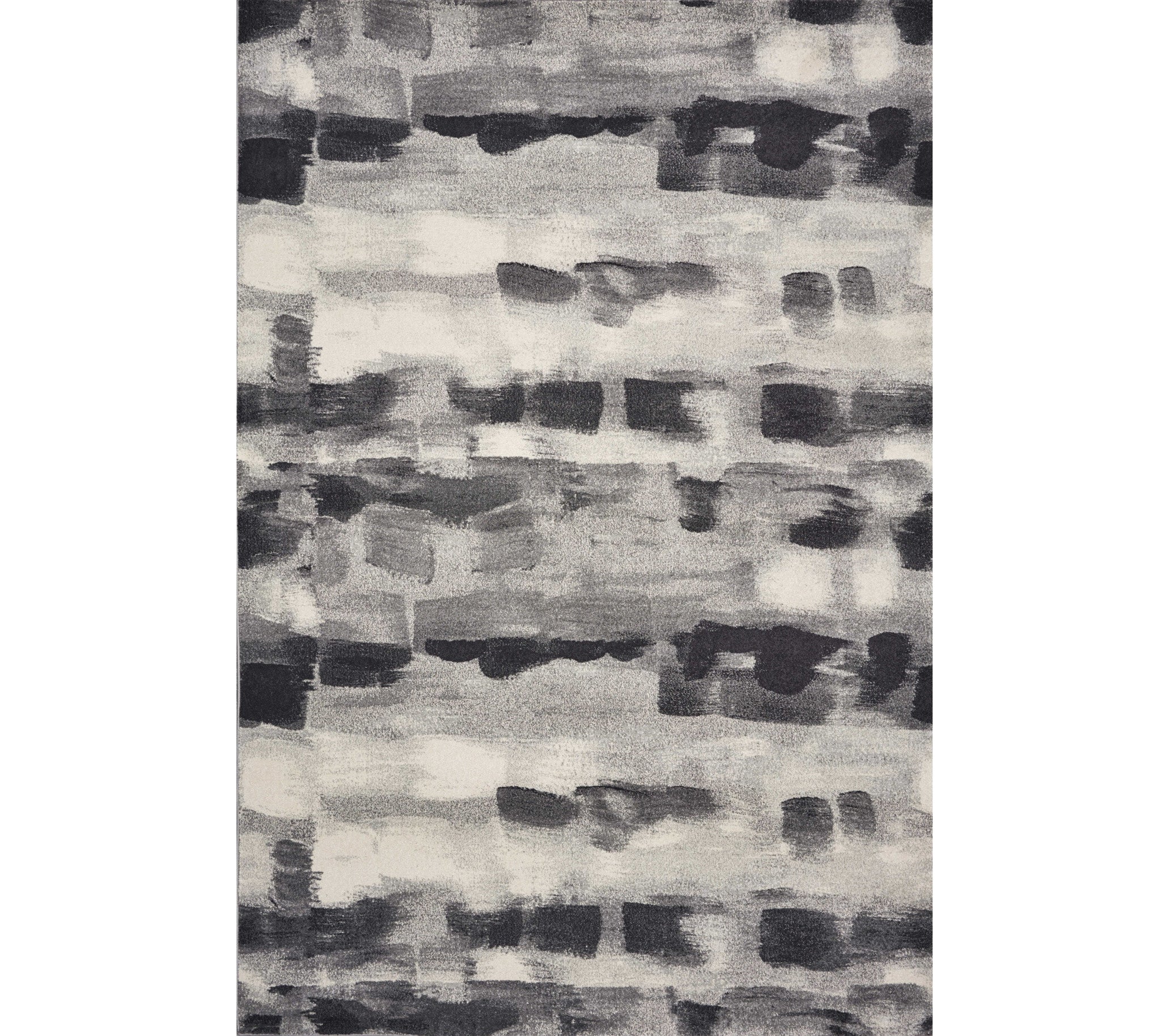 8' X 11' Gray Black And Ivory Abstract Area Rug-Area Rugs-DECOROLALA