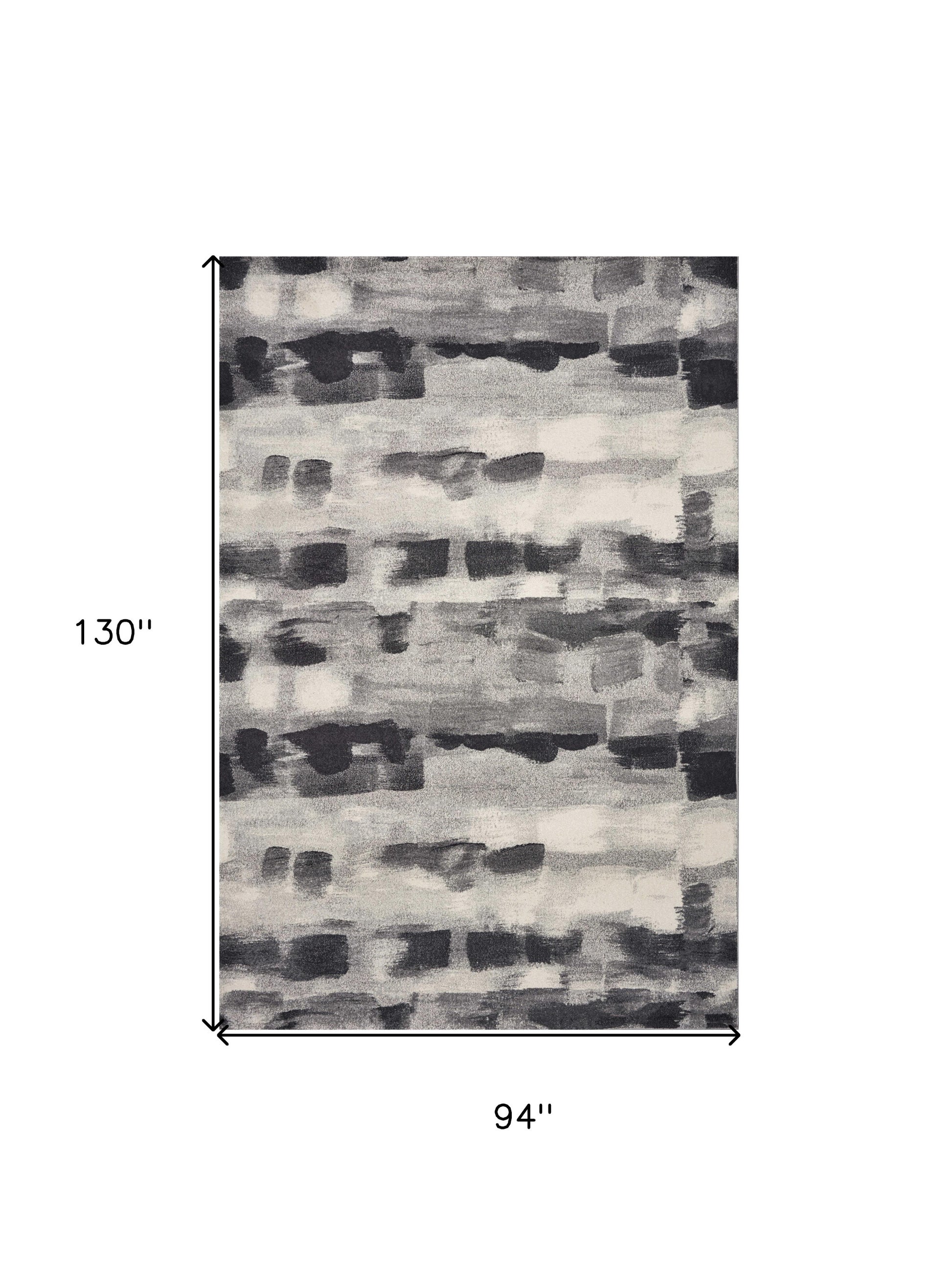 8' X 11' Gray Black And Ivory Abstract Area Rug-Area Rugs-DECOROLALA