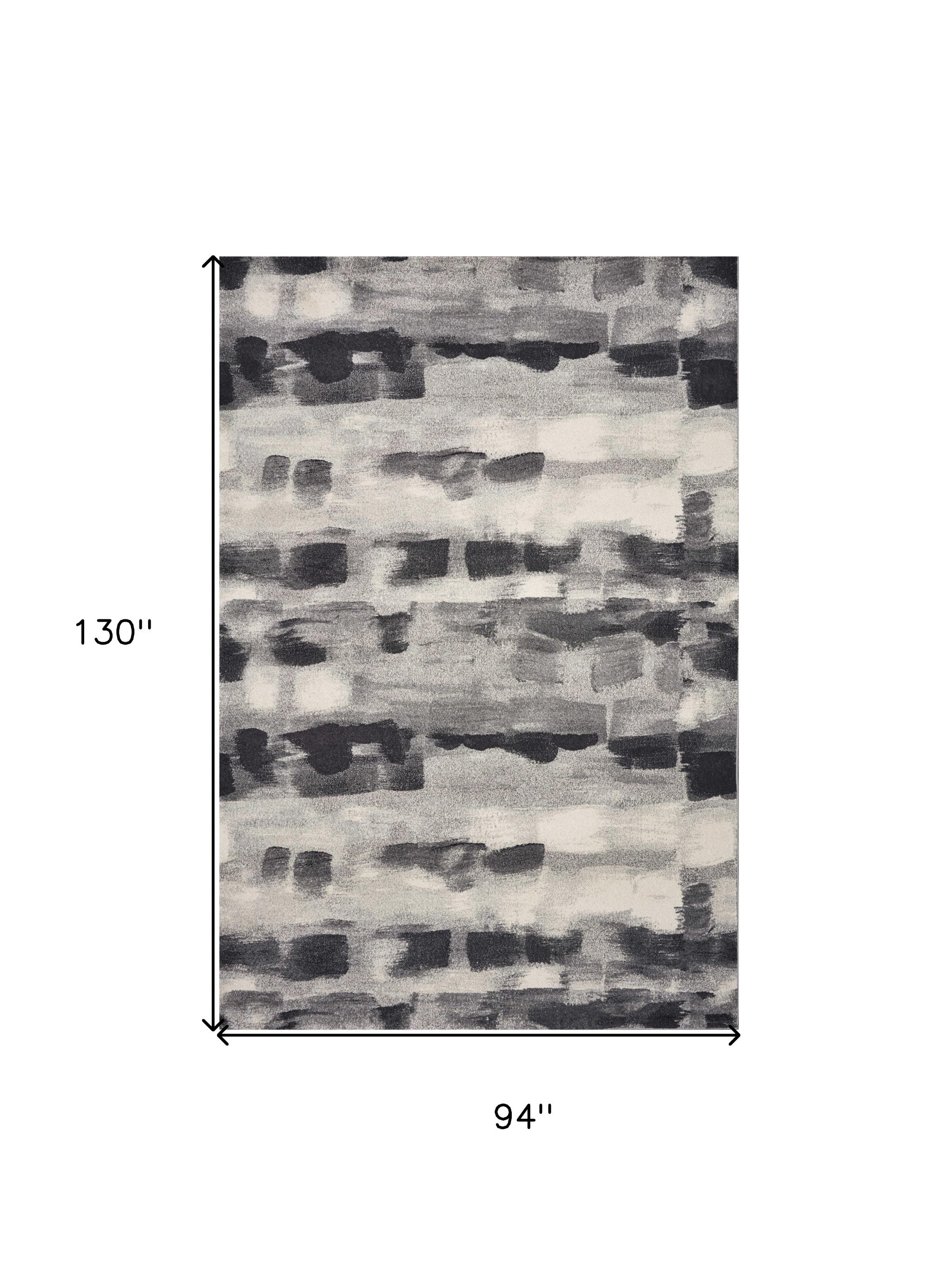 8' X 11' Gray Black And Ivory Abstract Area Rug-Area Rugs-DECOROLALA