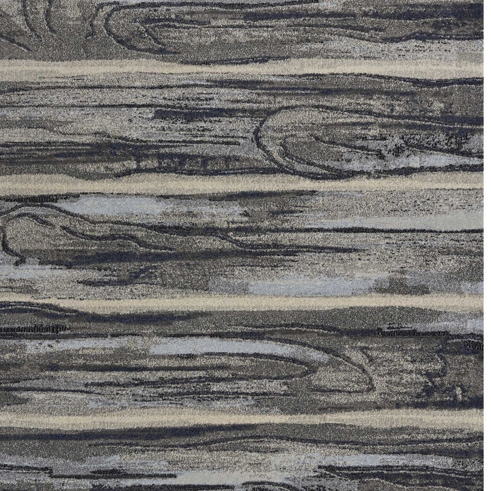 8' X 11' Gray Blue And Black Abstract Area Rug-Area Rugs-DECOROLALA