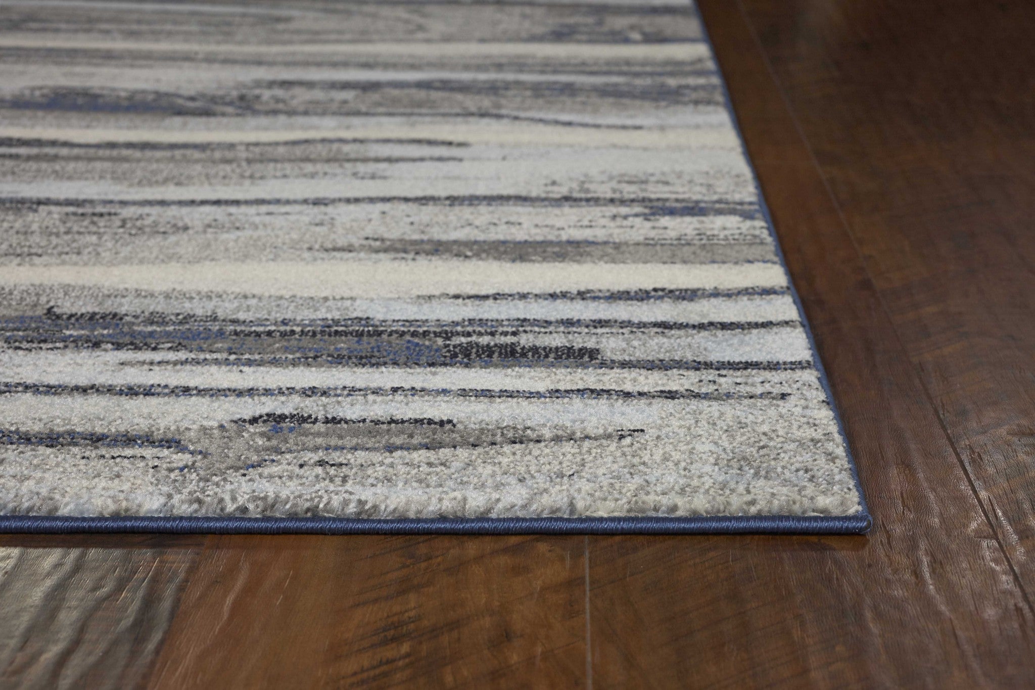 8' X 11' Gray Blue And Black Abstract Area Rug-Area Rugs-DECOROLALA
