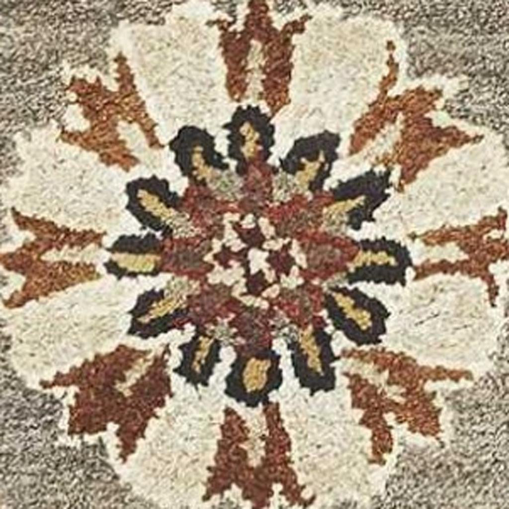 8' X 11' Gray Brown And Ivory New Zealand Lambs Wool Floral Medallion Hand Tufted Area Rug-Area Rugs-DECOROLALA