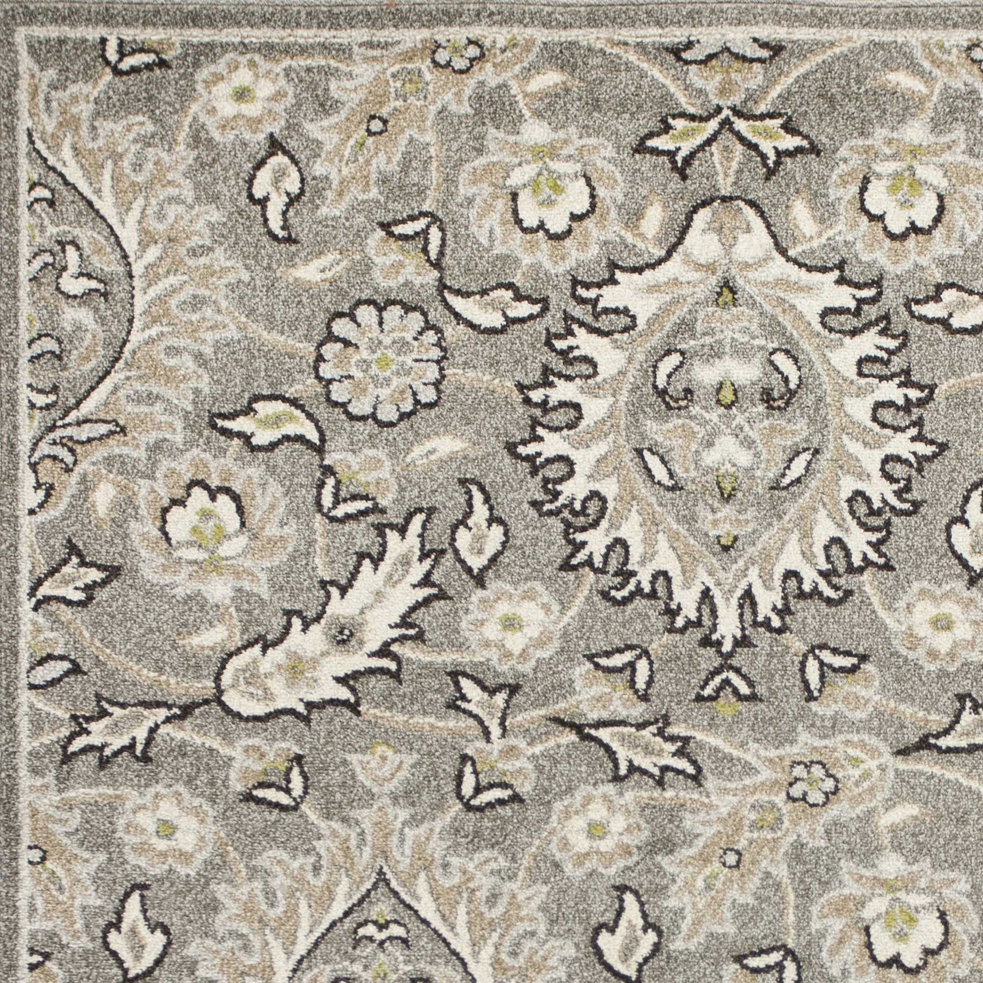 8' X 11' Gray Damask Indoor Outdoor Area Rug-Outdoor Rugs-DECOROLALA