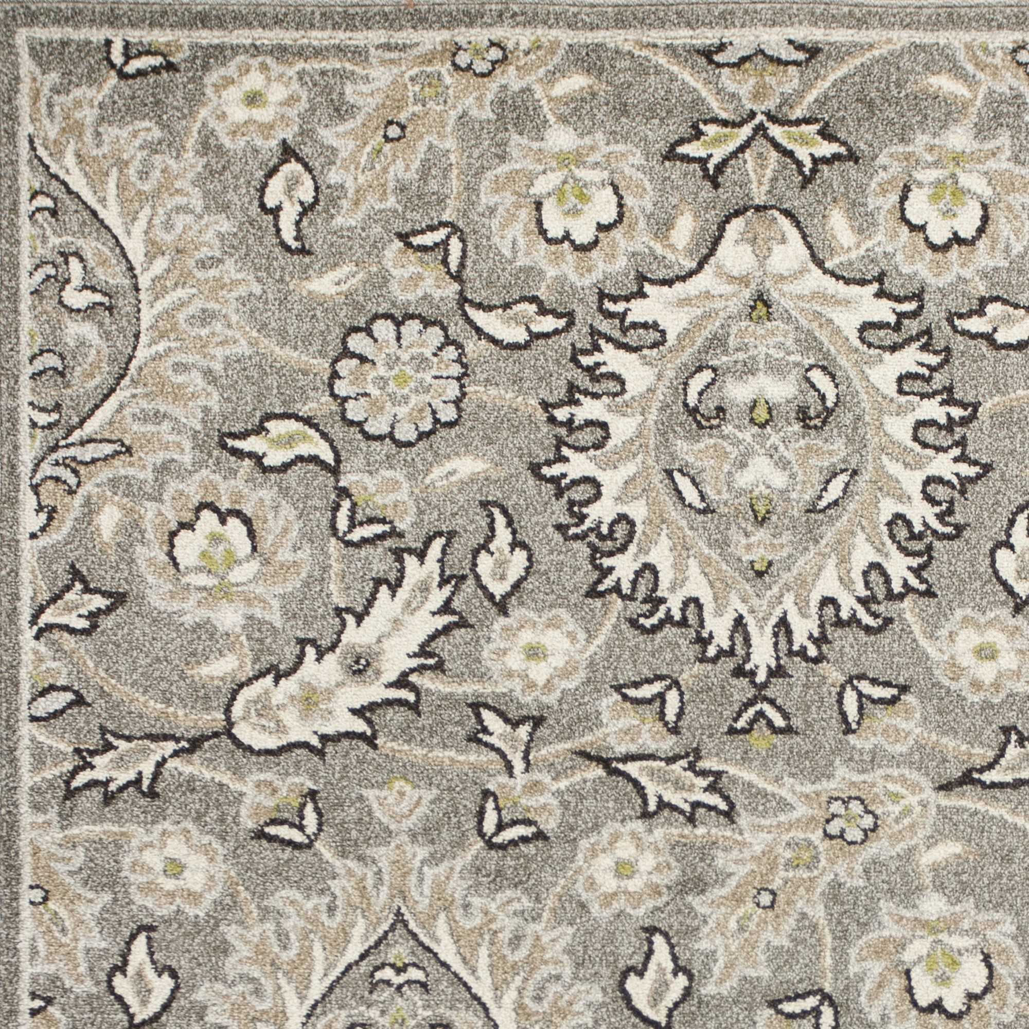 8' X 11' Gray Damask Indoor Outdoor Area Rug-Outdoor Rugs-DECOROLALA