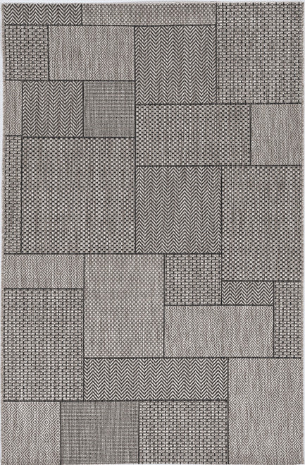 8' X 11' Gray Southwestern Indoor Outdoor Area Rug-Outdoor Rugs-DECOROLALA