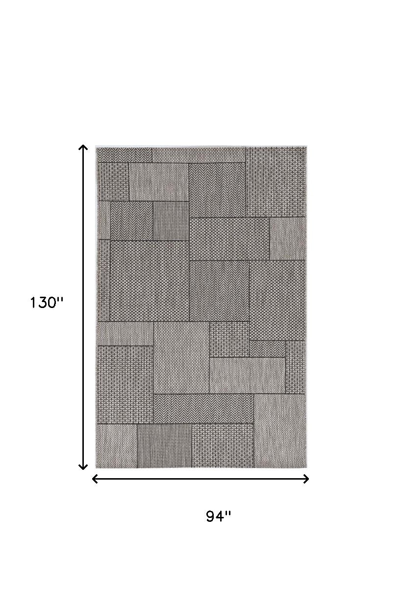 8' X 11' Gray Southwestern Indoor Outdoor Area Rug-Outdoor Rugs-DECOROLALA