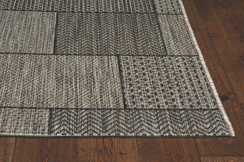 8' X 11' Gray Southwestern Indoor Outdoor Area Rug-Outdoor Rugs-DECOROLALA