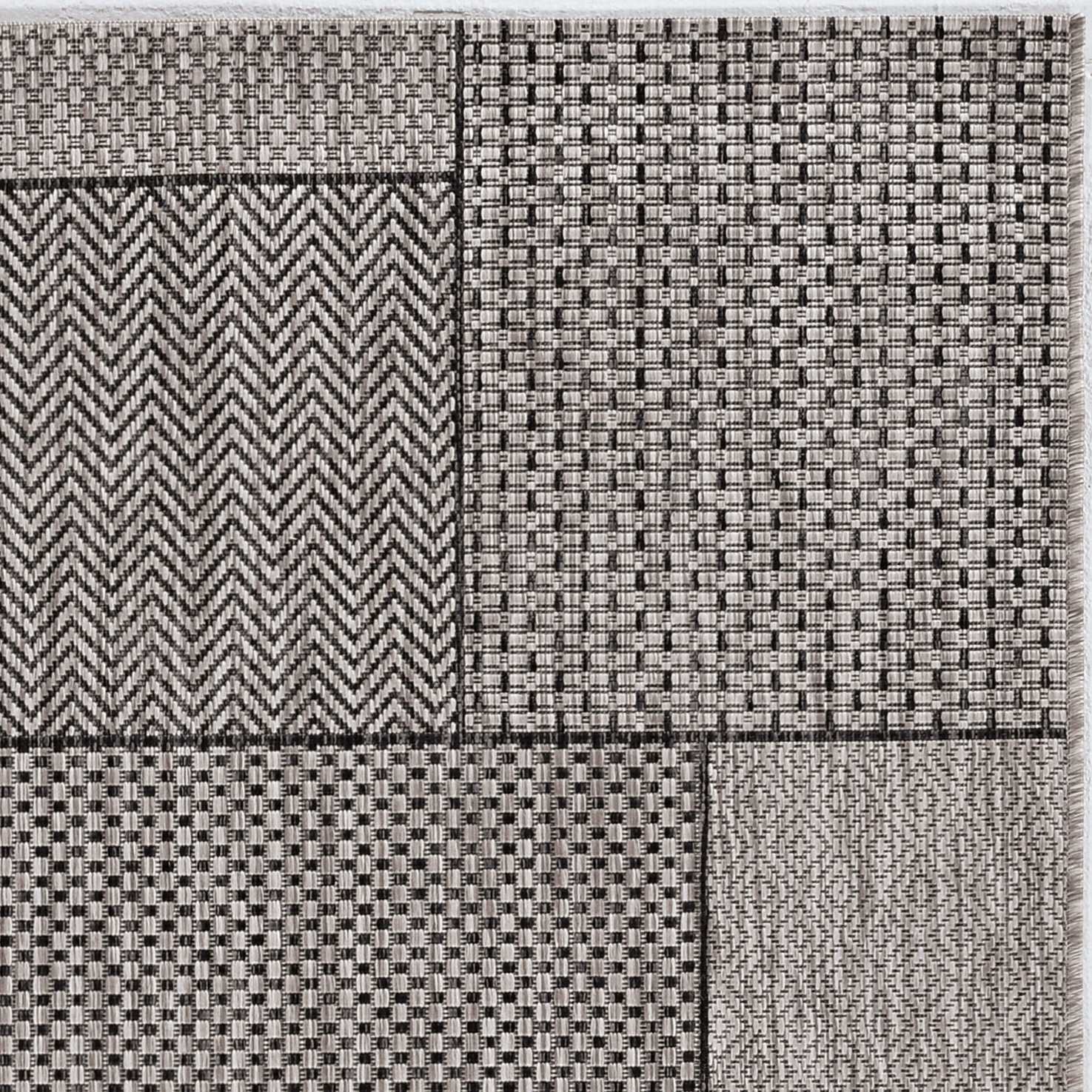 8' X 11' Gray Southwestern Indoor Outdoor Area Rug-Outdoor Rugs-DECOROLALA