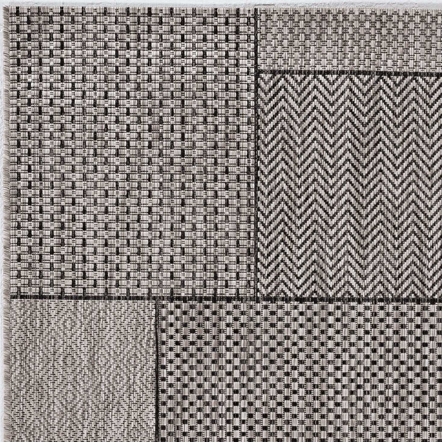 8' X 11' Gray Southwestern Indoor Outdoor Area Rug-Outdoor Rugs-DECOROLALA