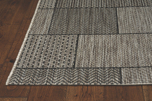 8' X 11' Gray Southwestern Indoor Outdoor Area Rug-Outdoor Rugs-DECOROLALA