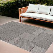 8' X 11' Gray Southwestern Indoor Outdoor Area Rug-Outdoor Rugs-DECOROLALA