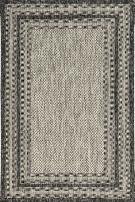 8' X 11' Gray Striped Indoor Outdoor Area Rug-Outdoor Rugs-DECOROLALA