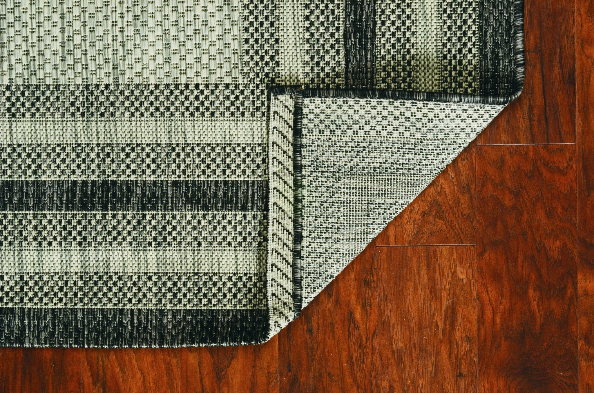 8' X 11' Gray Striped Indoor Outdoor Area Rug-Outdoor Rugs-DECOROLALA