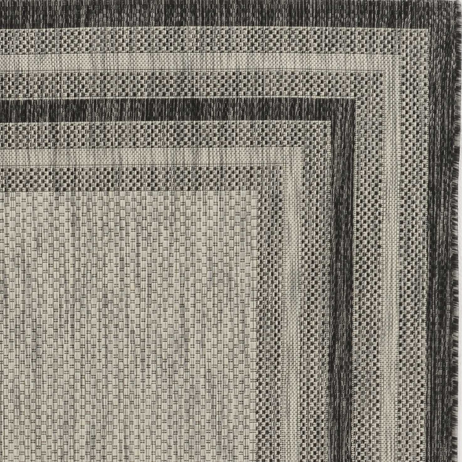 8' X 11' Gray Striped Indoor Outdoor Area Rug-Outdoor Rugs-DECOROLALA