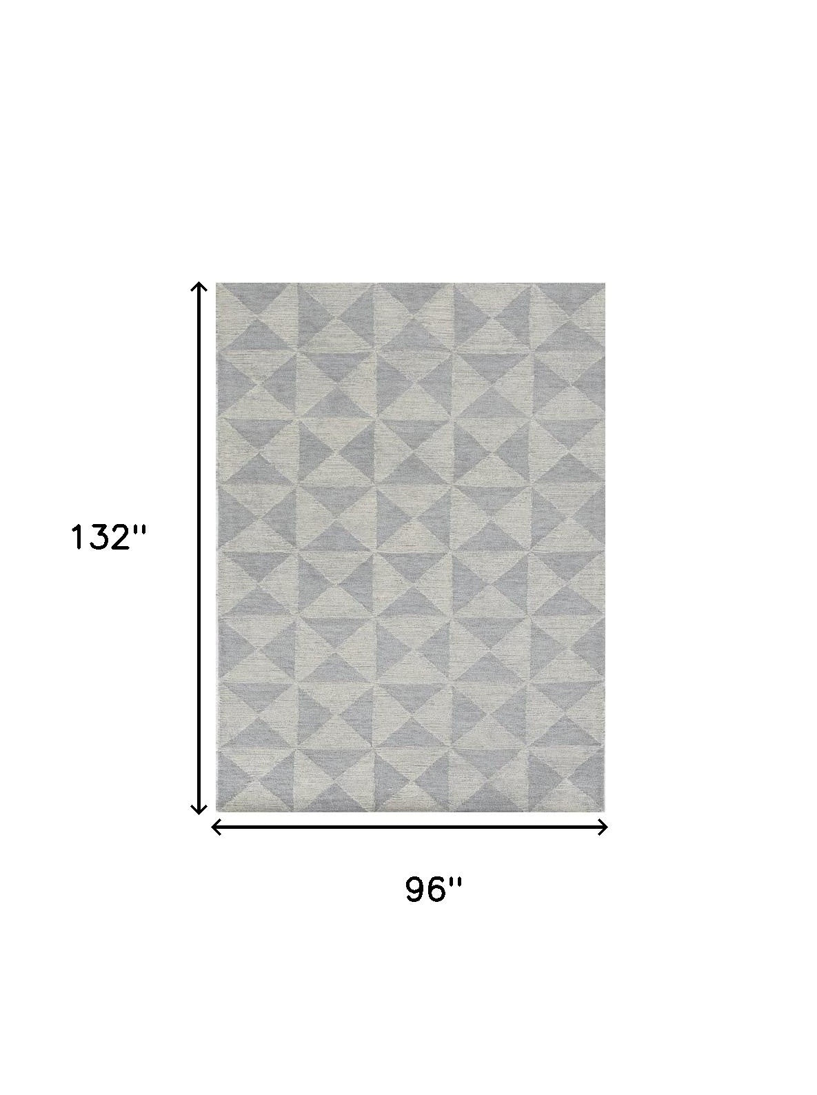 8' X 11' Gray and Light Gray Wool Geometric Hand Tufted Area Rug-Area Rugs-DECOROLALA