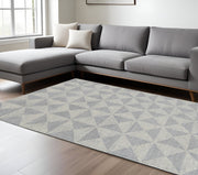 8' X 11' Gray and Light Gray Wool Geometric Hand Tufted Area Rug-Area Rugs-DECOROLALA