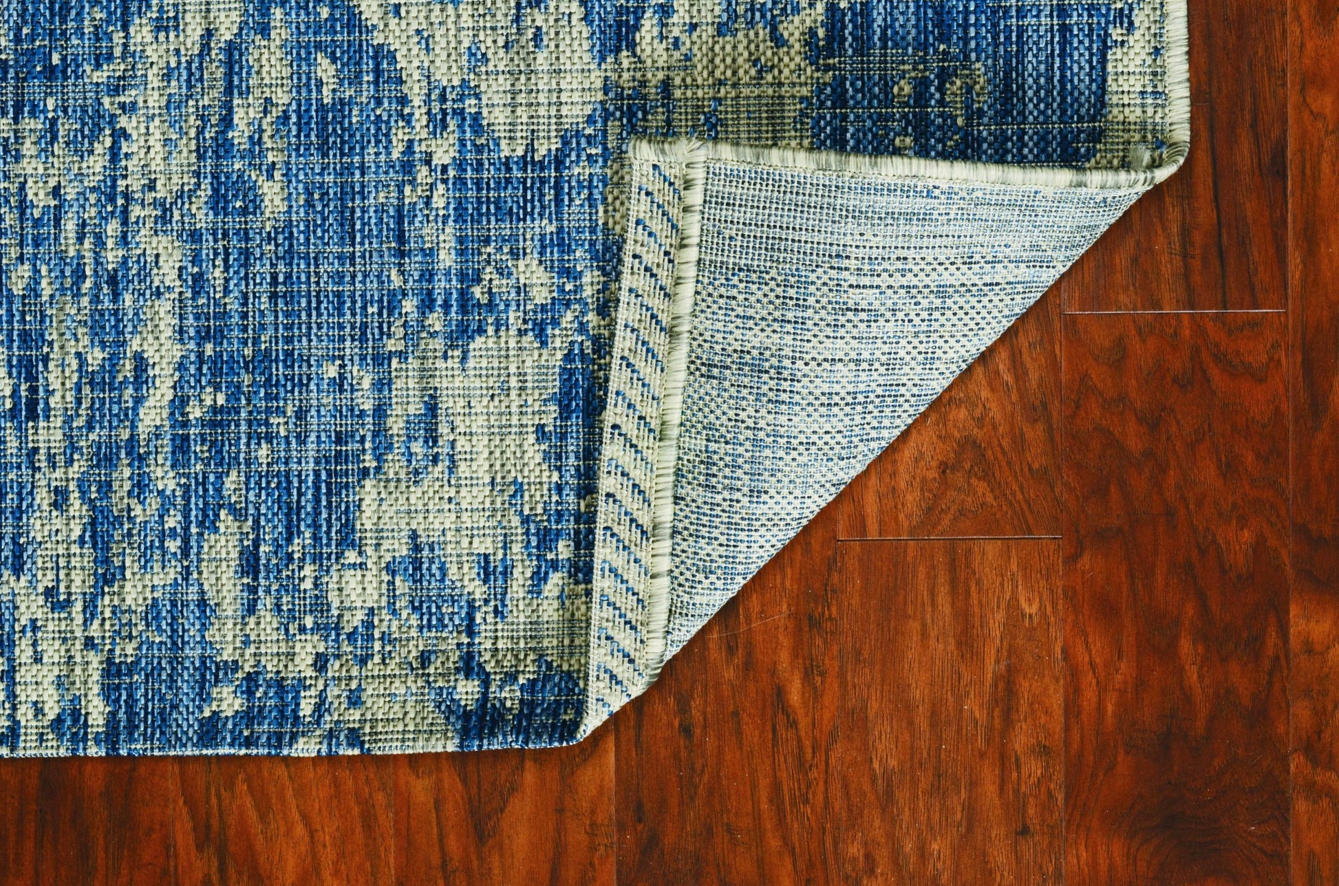 8' X 11' Green And Denim Blue Abstract Area Rug-Area Rugs-DECOROLALA