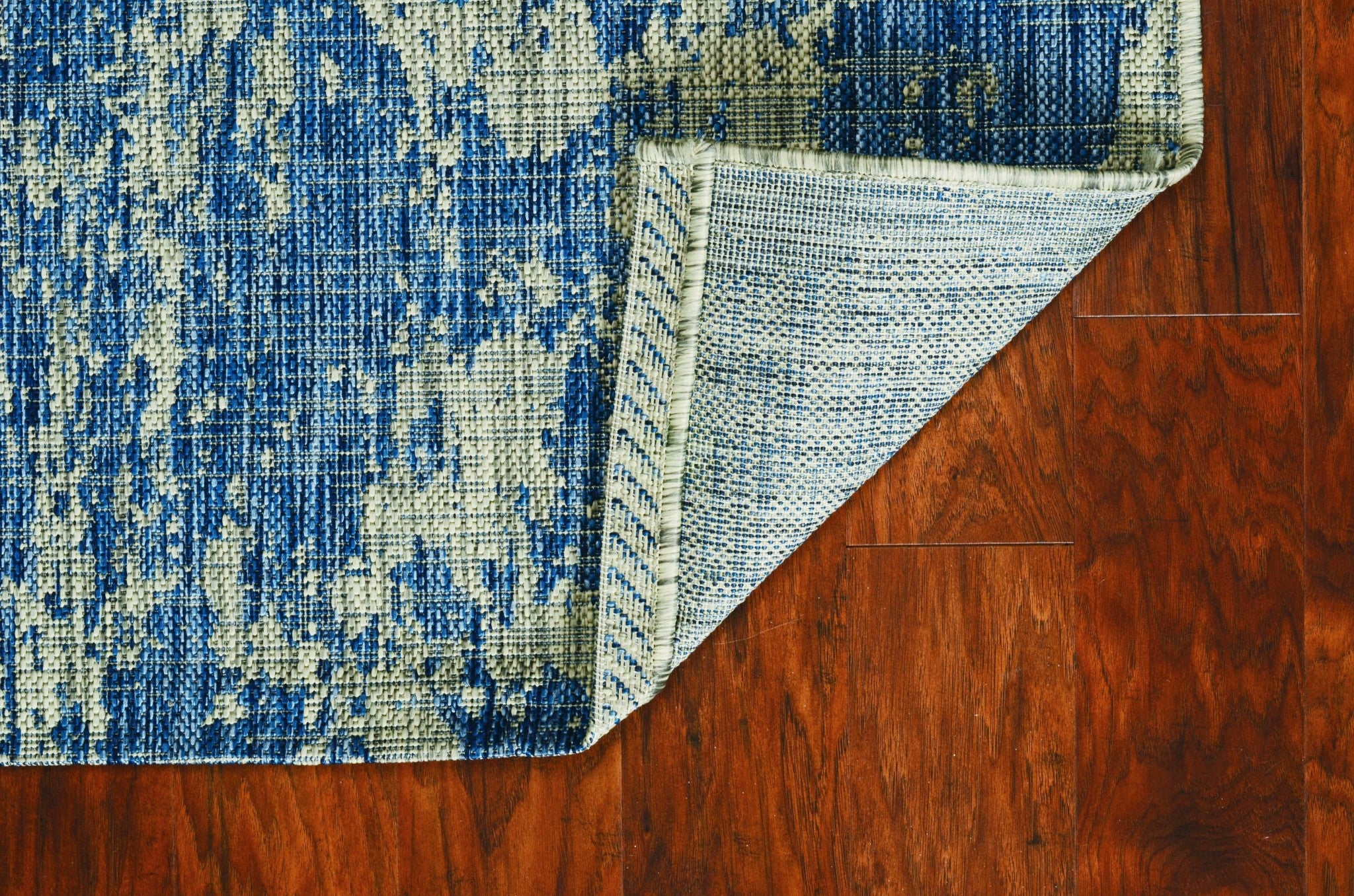 8' X 11' Green And Denim Blue Abstract Area Rug-Area Rugs-DECOROLALA