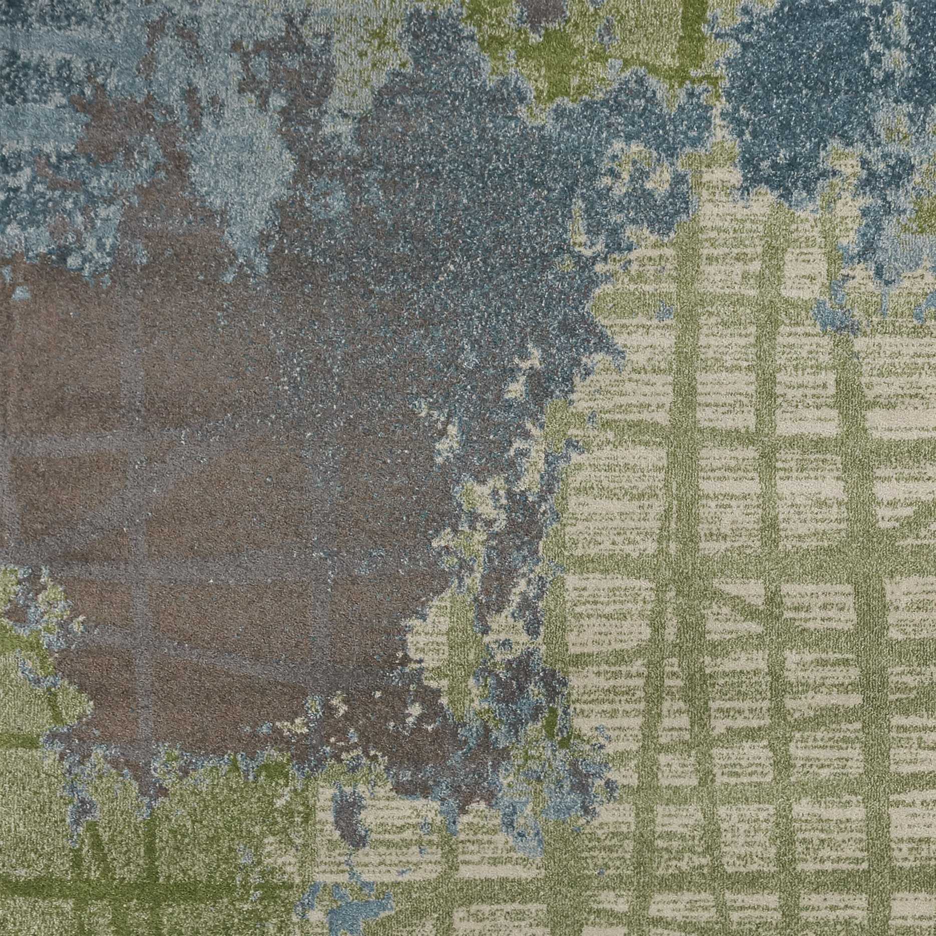 8' X 11' Green Blue Machine Woven Abstract Indoor Area Rug-Area Rugs-DECOROLALA