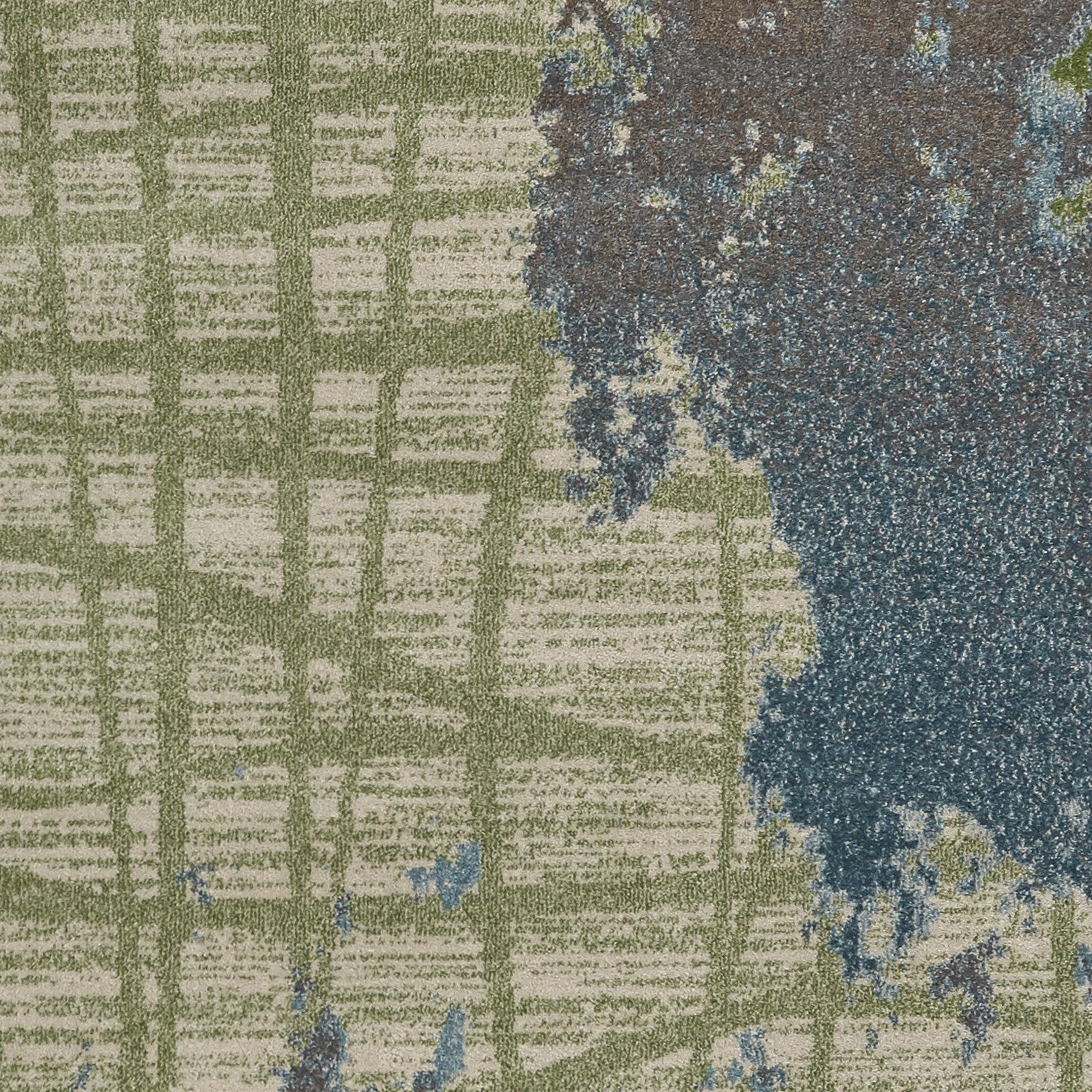 8' X 11' Green Blue Machine Woven Abstract Indoor Area Rug-Area Rugs-DECOROLALA