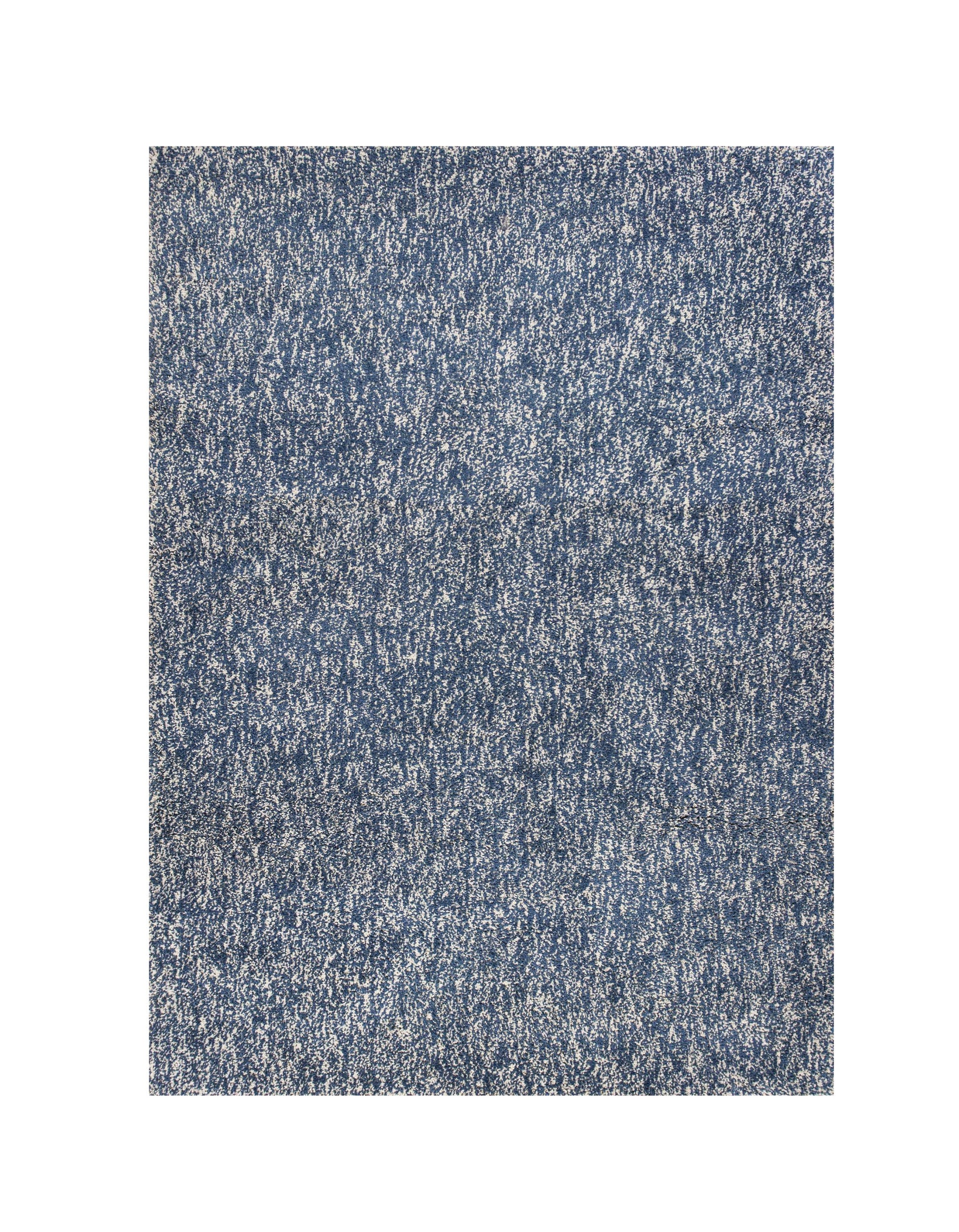 8' X 11' Indigo And Ivory Abstract Shag Hand Woven Area Rug-Area Rugs-DECOROLALA