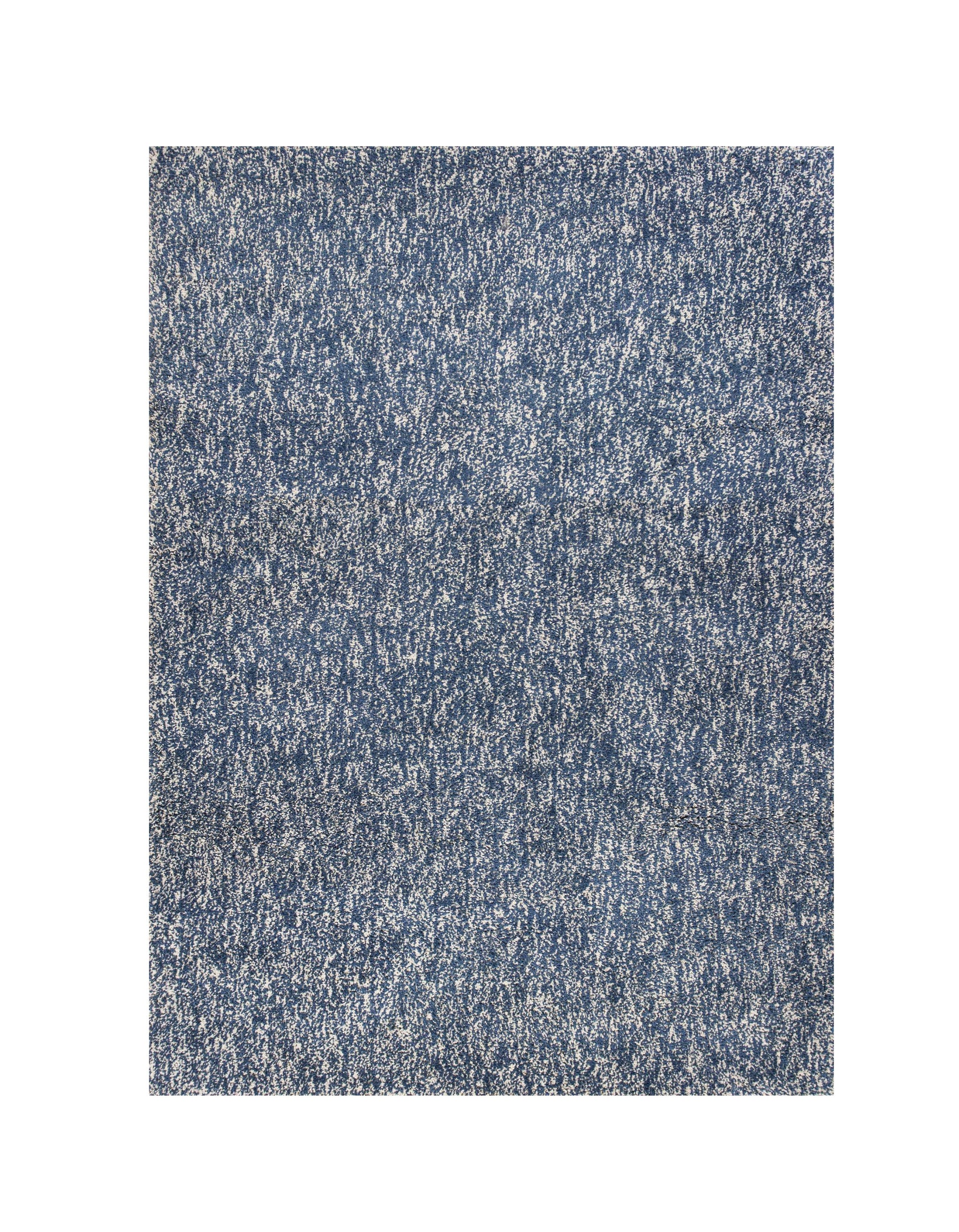 8' X 11' Indigo And Ivory Abstract Shag Hand Woven Area Rug-Area Rugs-DECOROLALA