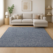 8' X 11' Indigo And Ivory Abstract Shag Hand Woven Area Rug-Area Rugs-DECOROLALA