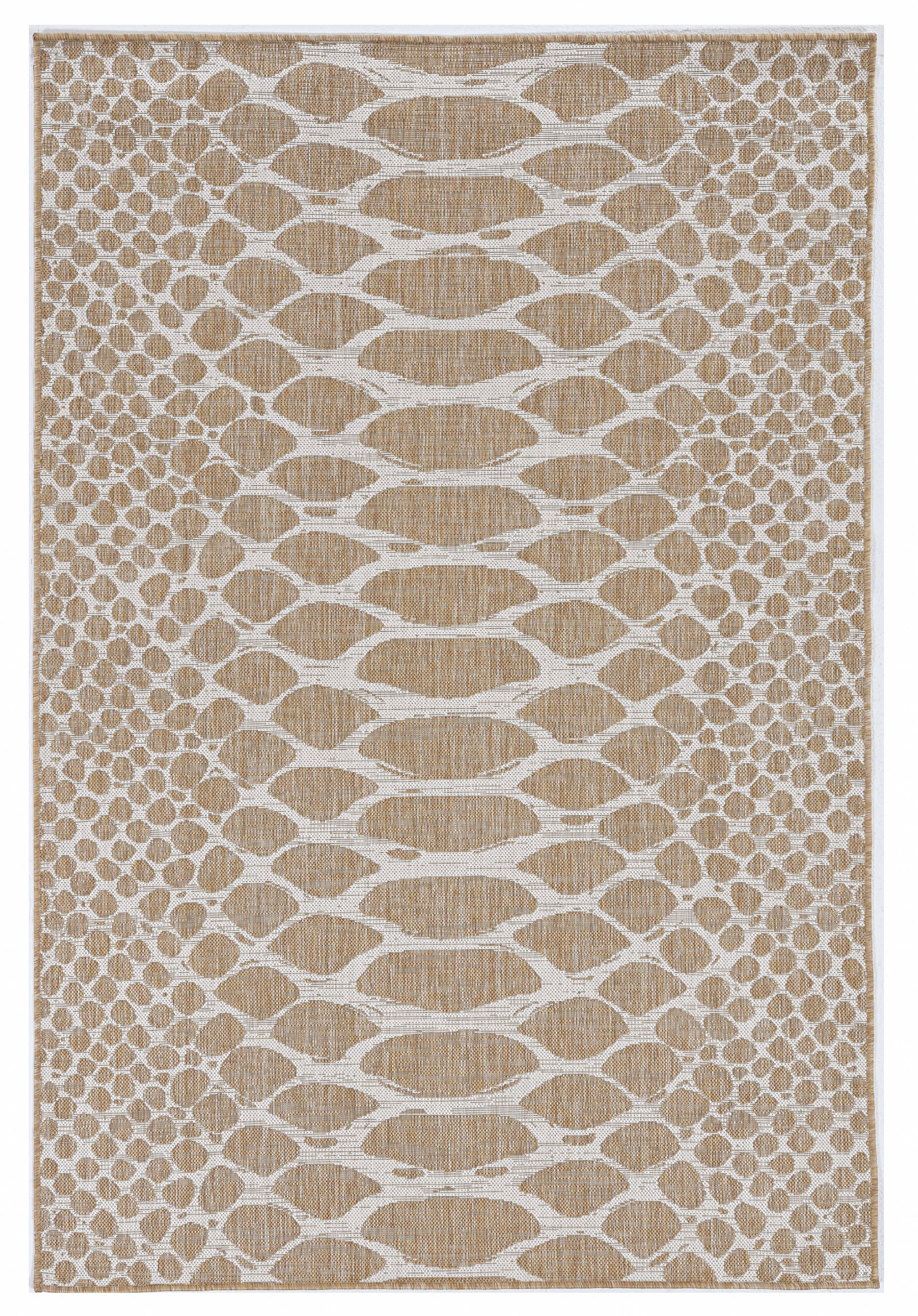 8' X 11' Ivory Abstract Indoor Outdoor Area Rug-Outdoor Rugs-DECOROLALA