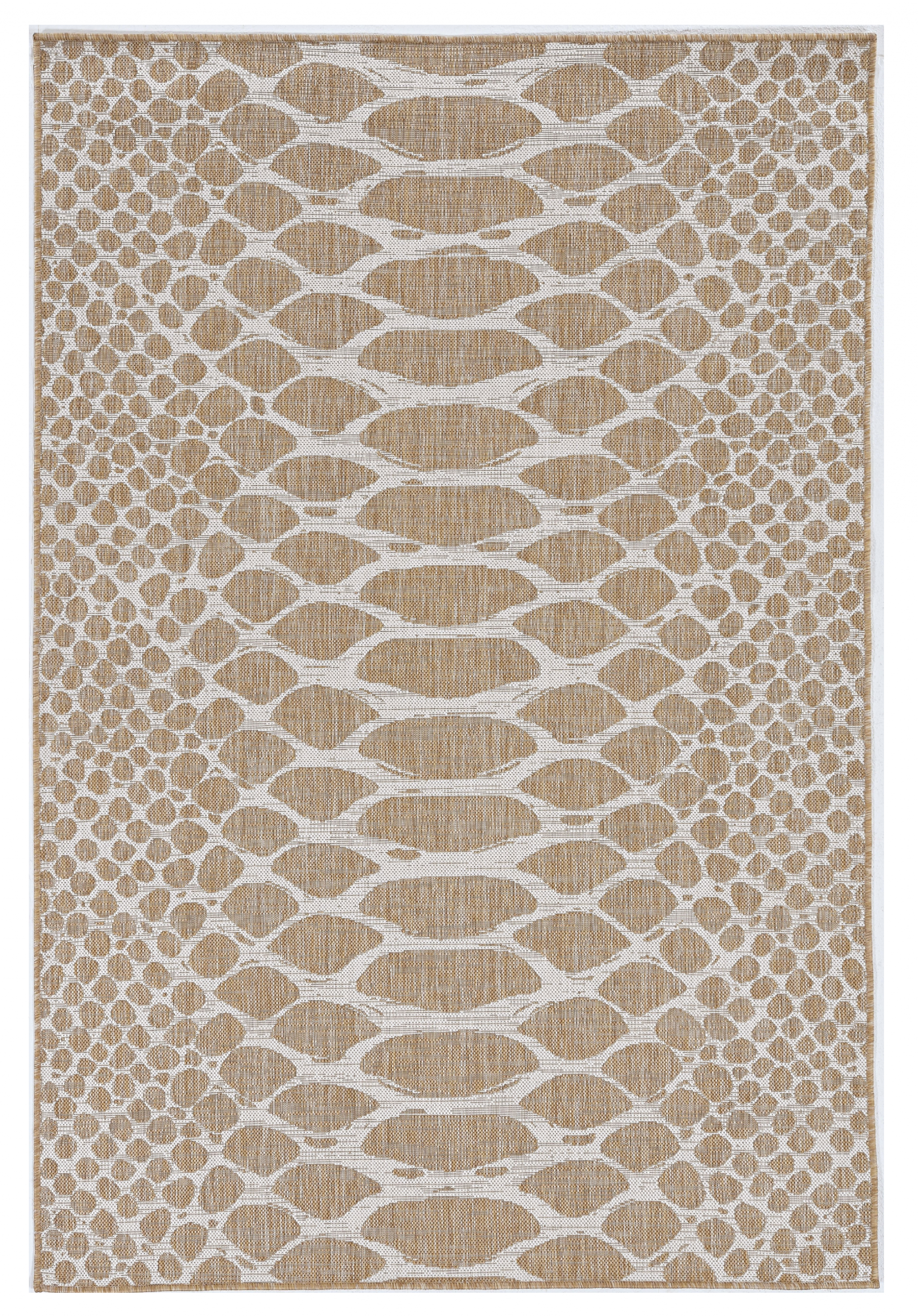 8' X 11' Ivory Abstract Indoor Outdoor Area Rug-Outdoor Rugs-DECOROLALA