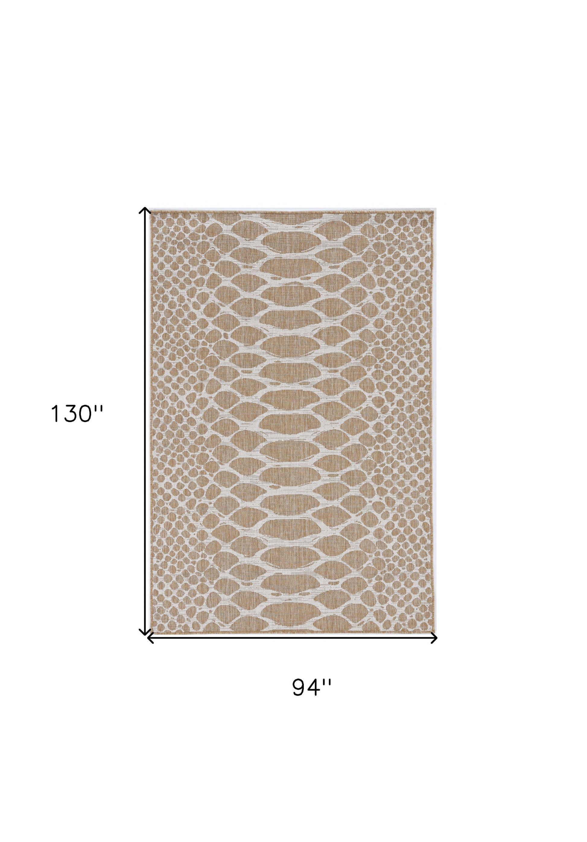 8' X 11' Ivory Abstract Indoor Outdoor Area Rug-Outdoor Rugs-DECOROLALA