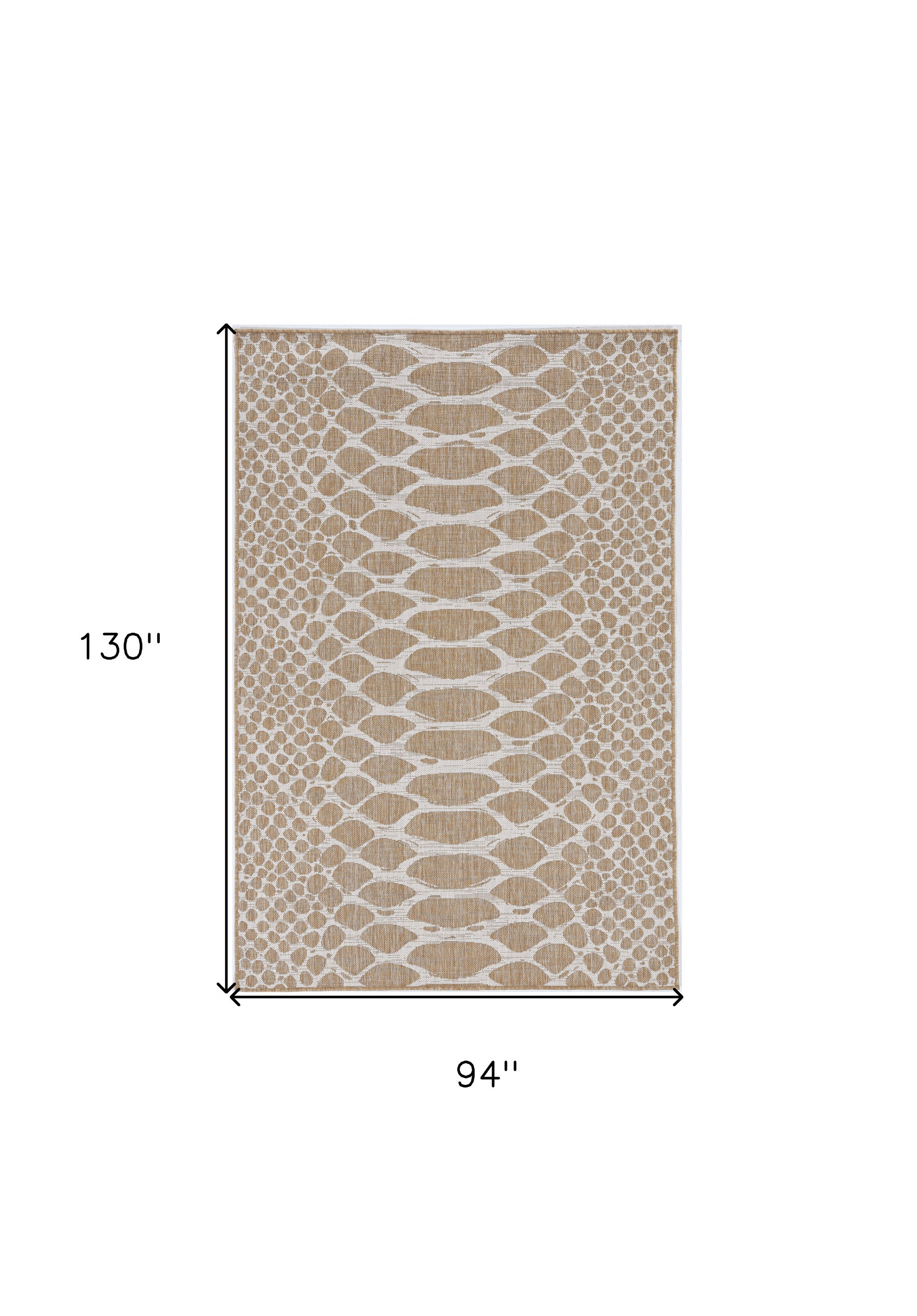 8' X 11' Ivory Abstract Indoor Outdoor Area Rug-Outdoor Rugs-DECOROLALA