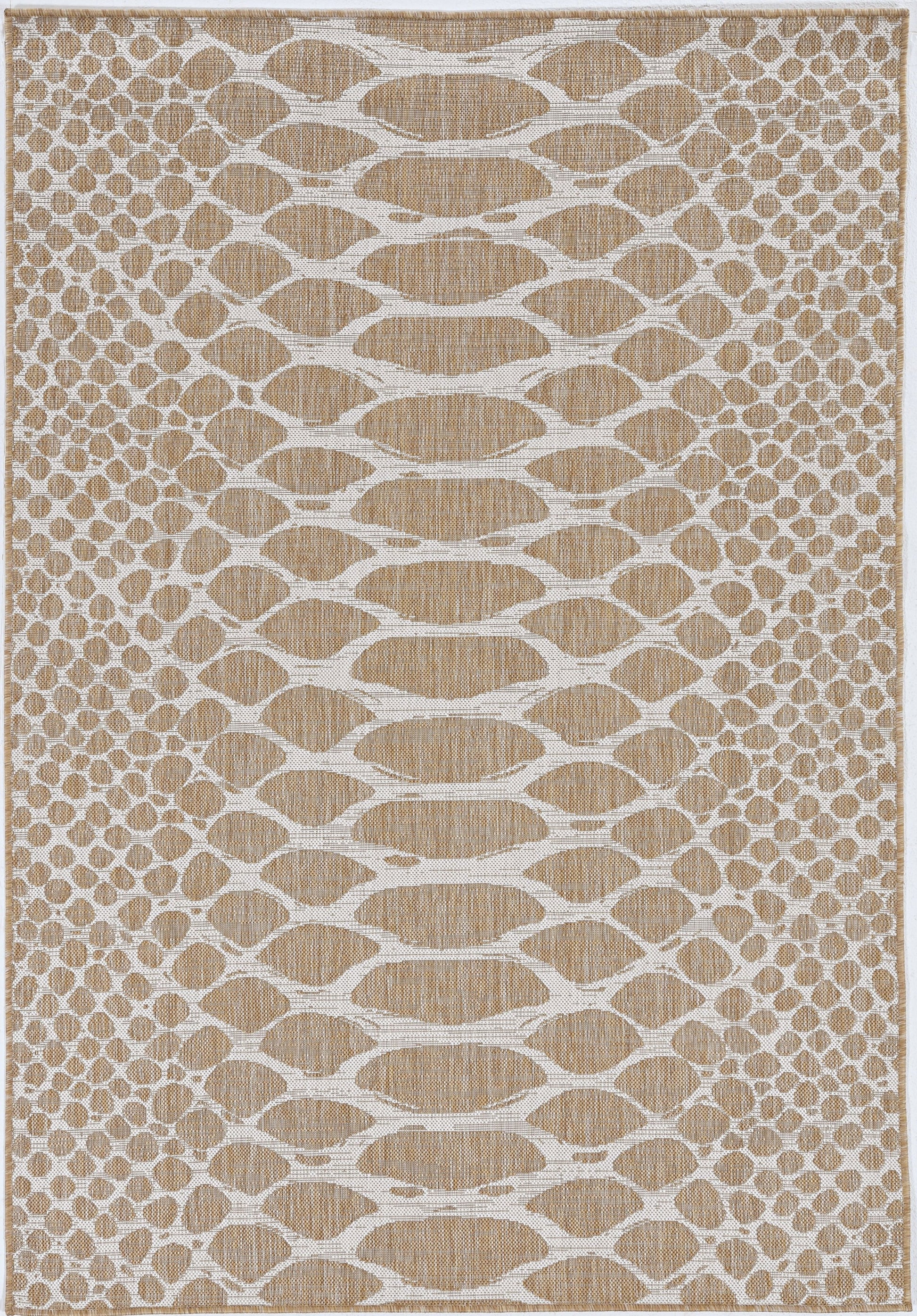 8' X 11' Ivory Abstract Indoor Outdoor Area Rug-Outdoor Rugs-DECOROLALA