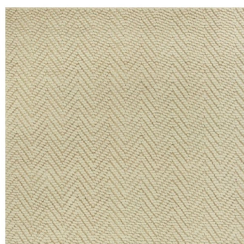 8' X 11' Ivory And Beige Jute Chevron Hand Woven Area Rug-Area Rugs-DECOROLALA
