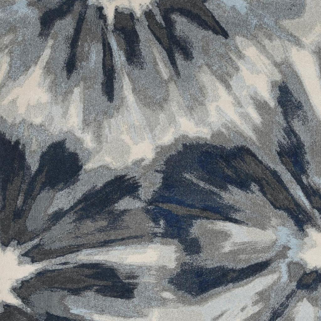 8' X 11' Ivory And Blue Floral Area Rug-Area Rugs-DECOROLALA