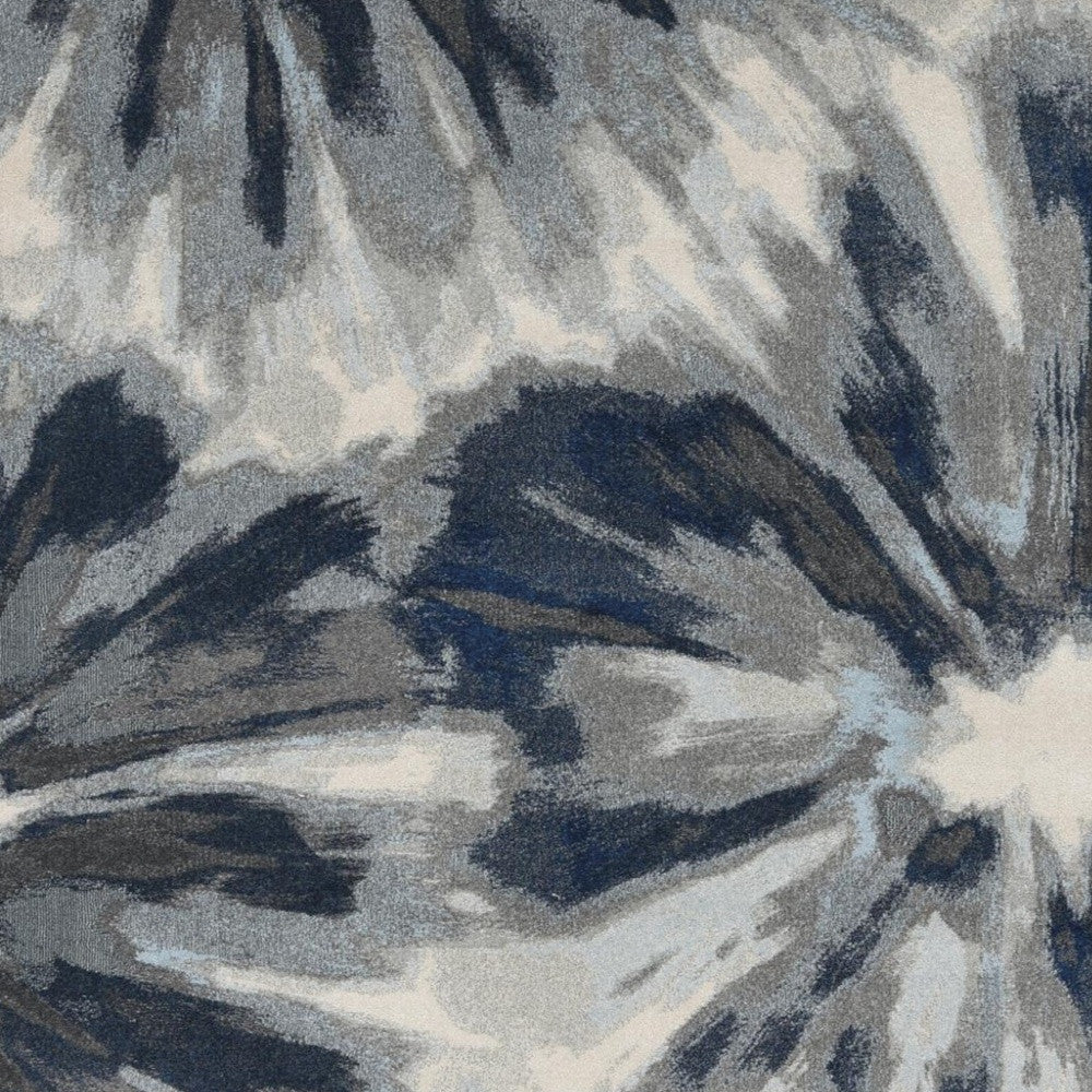 8' X 11' Ivory And Blue Floral Area Rug-Area Rugs-DECOROLALA