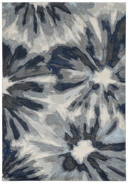 8' X 11' Ivory And Blue Floral Area Rug-Area Rugs-DECOROLALA