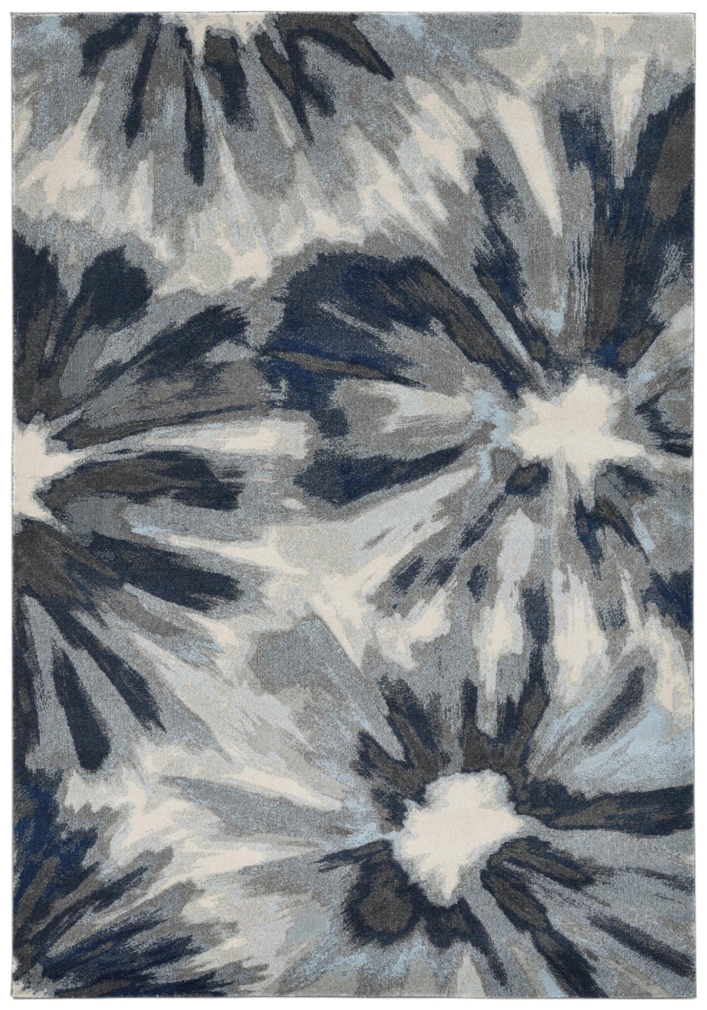 8' X 11' Ivory And Blue Floral Area Rug-Area Rugs-DECOROLALA