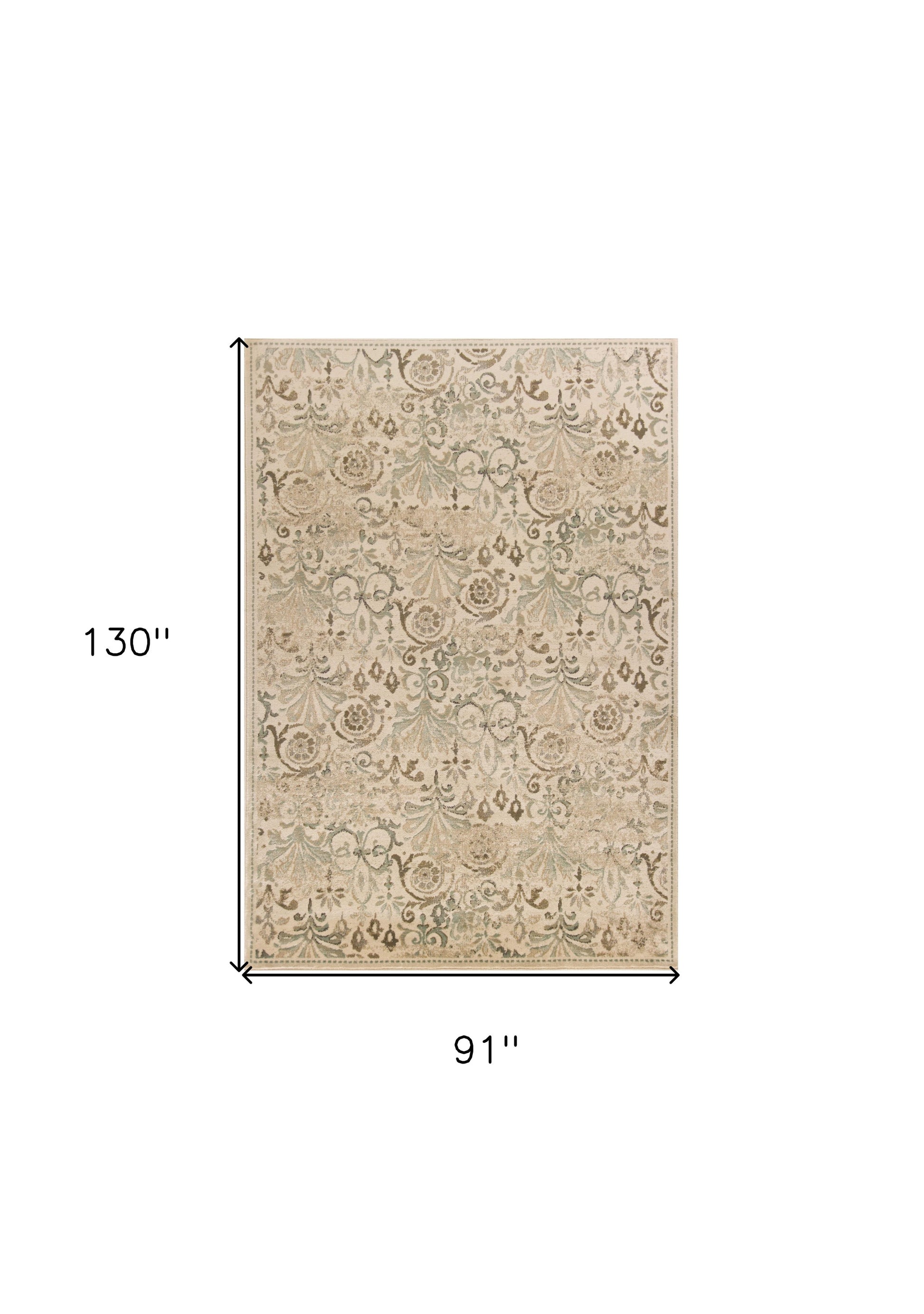 8' X 11' Ivory And Brown Floral Medallion Area Rug-Area Rugs-DECOROLALA