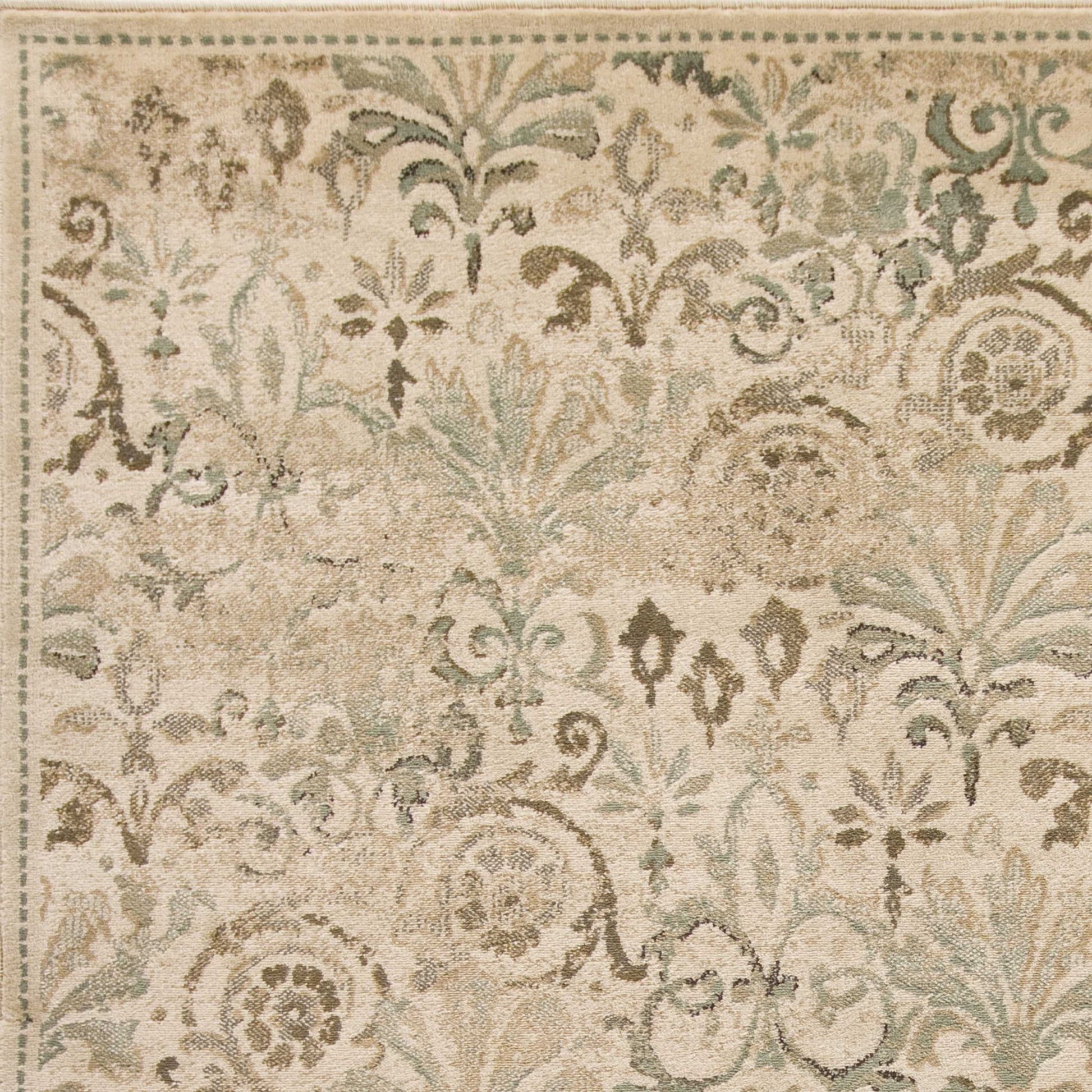 8' X 11' Ivory And Brown Floral Medallion Area Rug-Area Rugs-DECOROLALA
