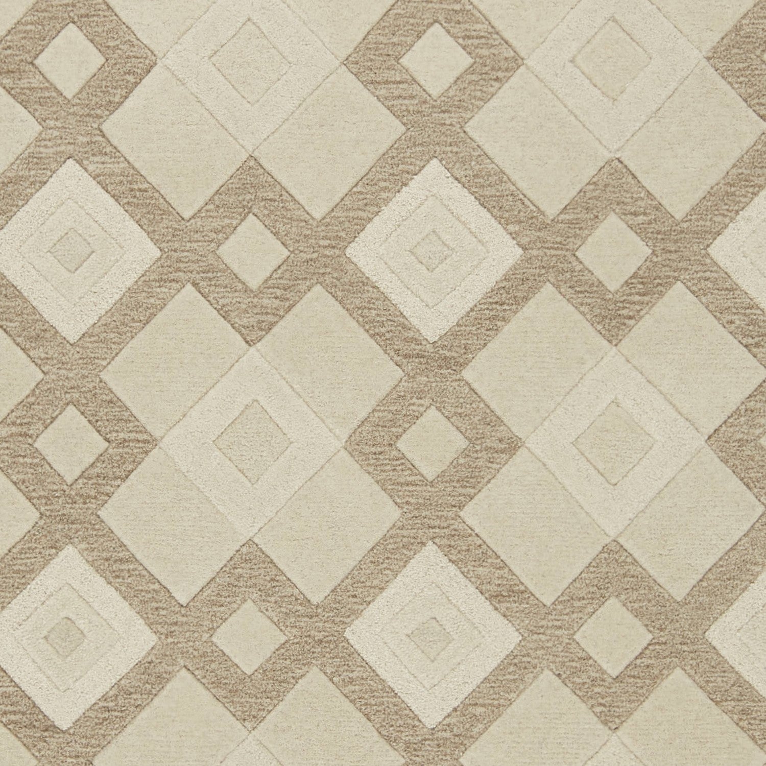 8' X 11' Ivory And Brown Wool Geometric Hand Tufted Area Rug-Area Rugs-DECOROLALA
