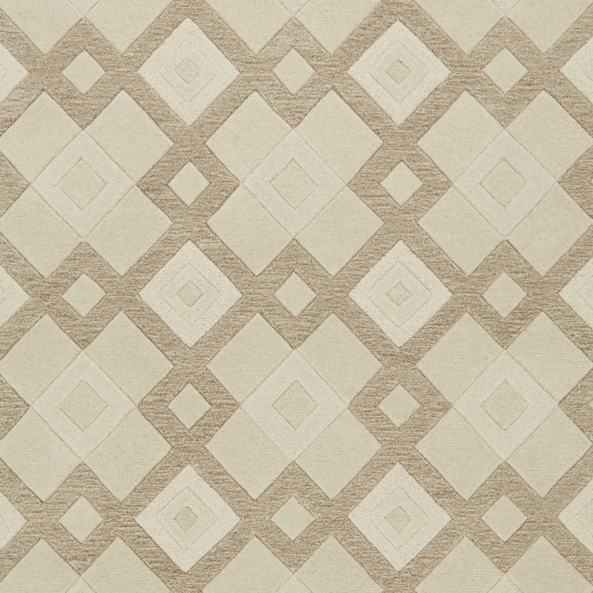 8' X 11' Ivory And Brown Wool Geometric Hand Tufted Area Rug-Area Rugs-DECOROLALA