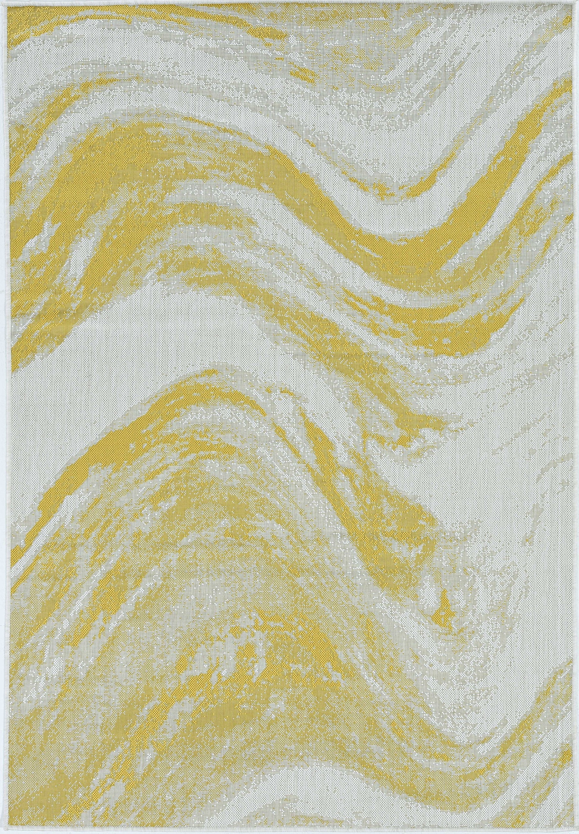 8' X 11' Ivory And Gold Abstract Area Rug-Area Rugs-DECOROLALA