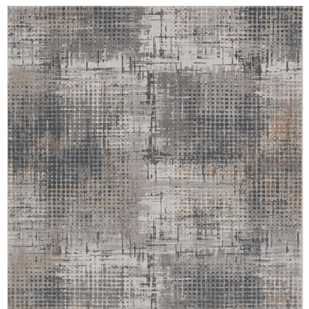 8' X 11' Ivory And Gray Abstract Area Rug-Area Rugs-DECOROLALA