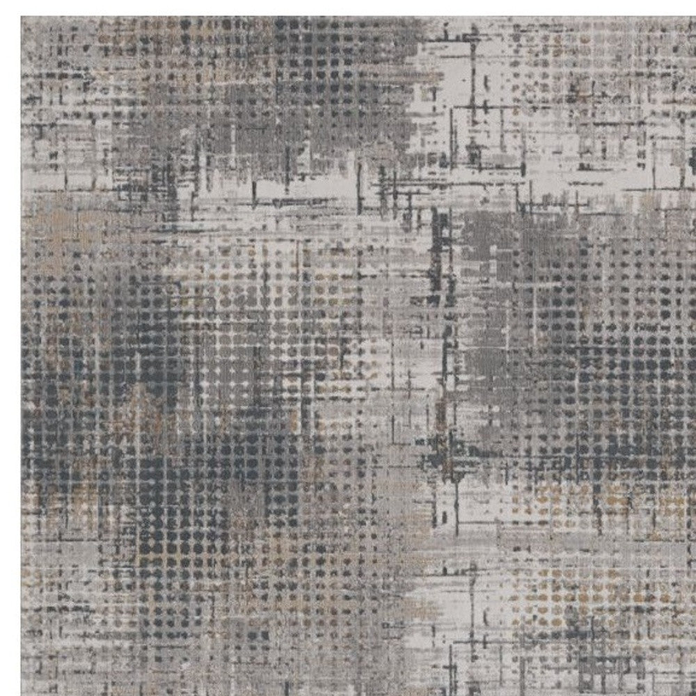 8' X 11' Ivory And Gray Abstract Area Rug-Area Rugs-DECOROLALA