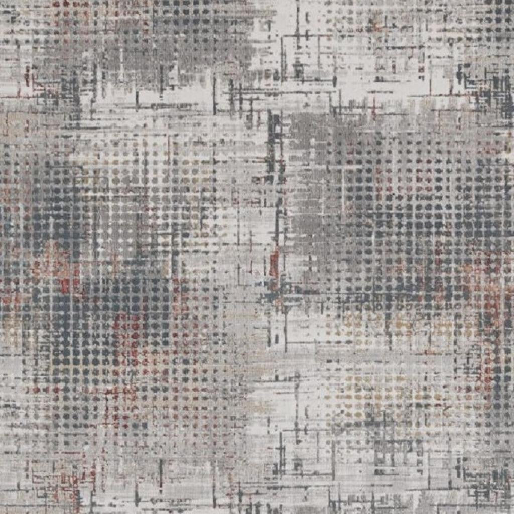 8' X 11' Ivory Gray And Gold Abstract Area Rug-Area Rugs-DECOROLALA