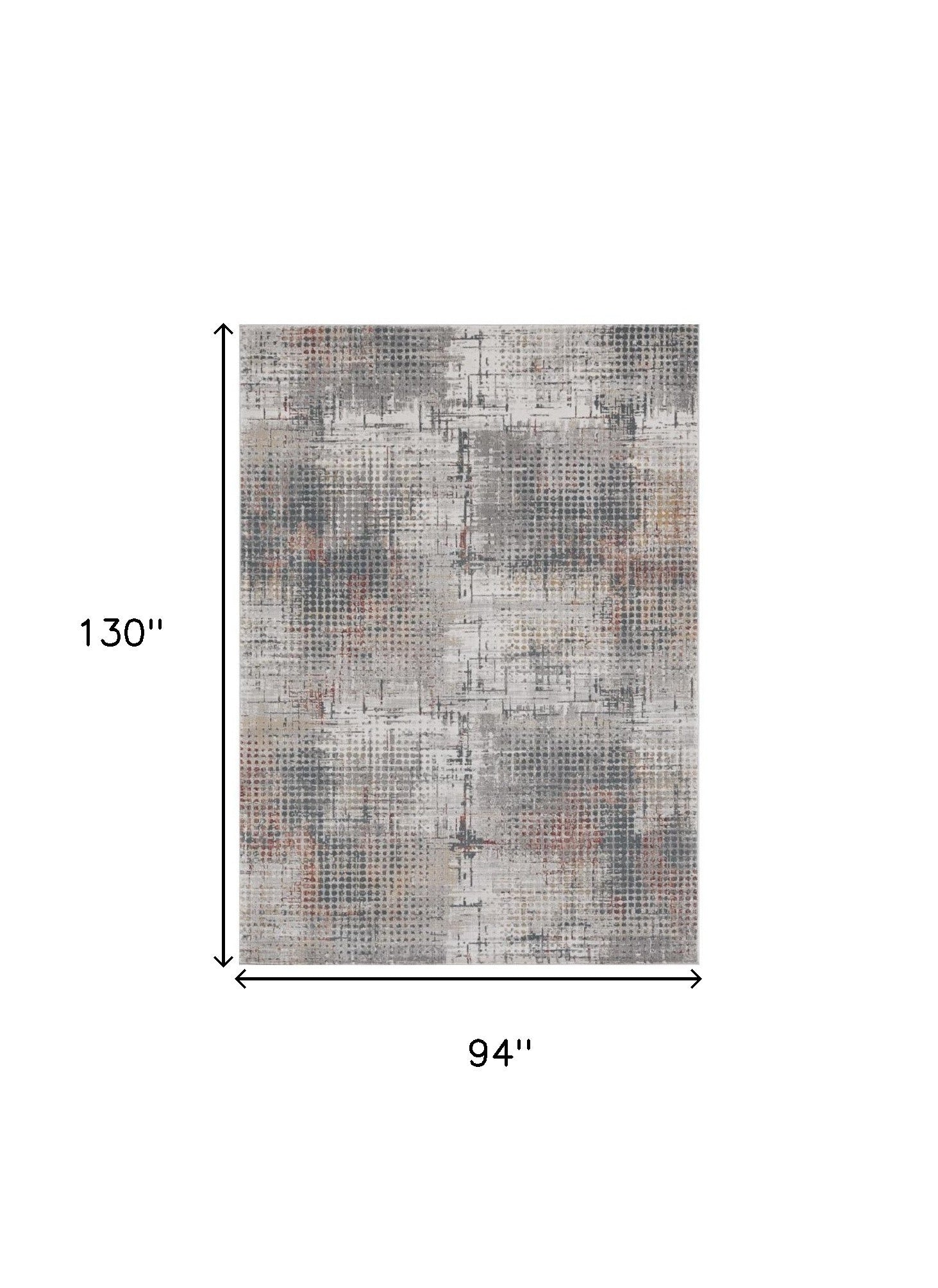 8' X 11' Ivory Gray And Gold Abstract Area Rug-Area Rugs-DECOROLALA