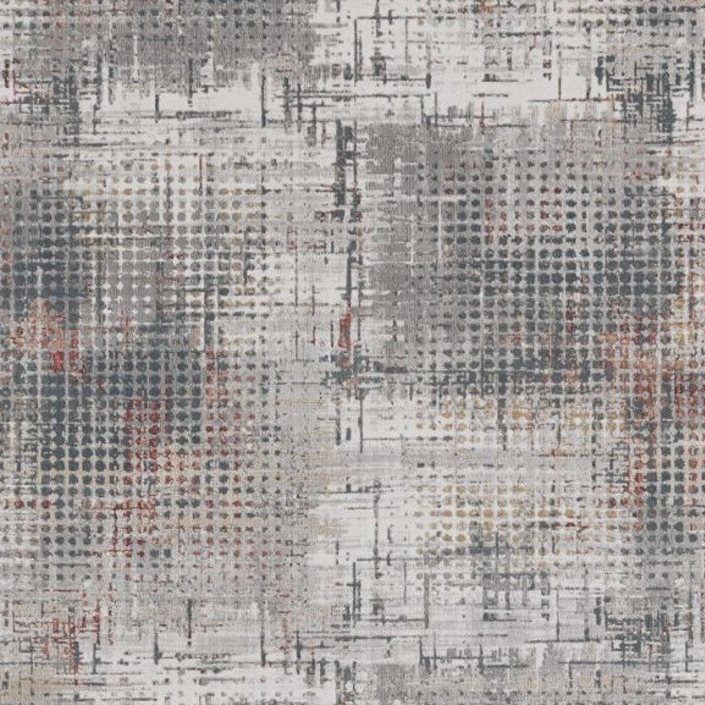 8' X 11' Ivory Gray And Gold Abstract Area Rug-Area Rugs-DECOROLALA